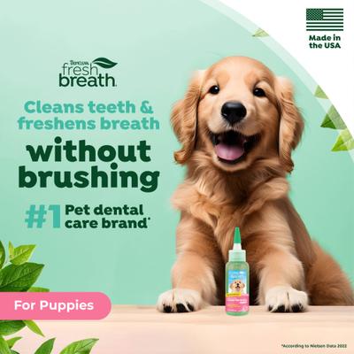 Show full view: TropiClean Fresh Breath Oral Care Clean Teeth Plaque & Tartar Defense Puppy Dental Gel, 2-fl oz bottle slide 4 of 11