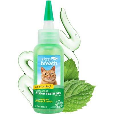 TropiClean TropiClean Fresh Breath Oral Care Clean Teeth Plaque & Tartar Remover Cat Dental Gel, 2-fl oz bottle