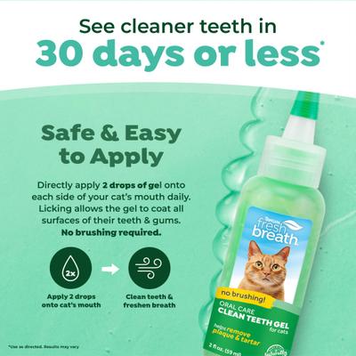 Show full view: TropiClean Fresh Breath Oral Care Clean Teeth Plaque & Tartar Remover Cat Dental Gel, 2-fl oz bottle slide 5 of 11