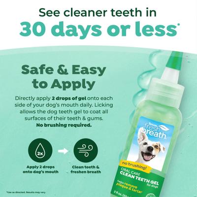 Show full view: TropiClean Fresh Breath Oral Care Clean Teeth Plaque & Tartar Remover Dog Dental Gel, 2-fl oz bottle slide 4 of 10