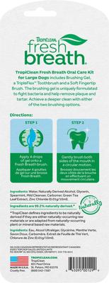 Show full view: TropiClean Fresh Breath Oral Care Helps Remove Plaque & Tartar Large Dog Toothbrush Kit, bundle of 2 slide 3 of 12