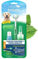 TropiClean Fresh Breath Total Care Cleans Teeth & Freshens Breath Dental Kit for Large Dogs