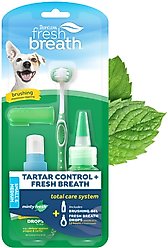 TropiClean Fresh Breath Total Care Cleans Teeth & Freshens Breath Small & Medium Dog Dental Kit
