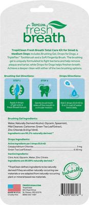 Show full view: TropiClean Fresh Breath Total Care Cleans Teeth & Freshens Breath Small & Medium Dog Dental Kit slide 3 of 11