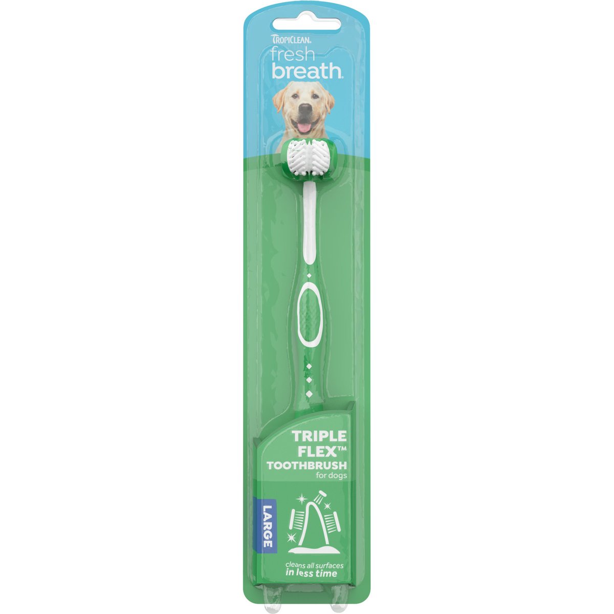 TropiClean Fresh Breath Tripleflex Plaque & Tartar Remover Large Dog Toothbrush, 1 count