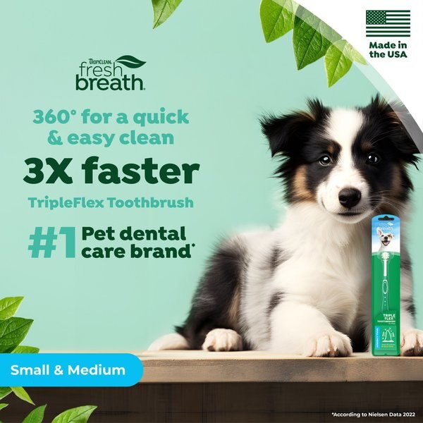 TropiClean Fresh Breath Tripleflex Plaque & Tartar Remover Small Dog Toothbrush