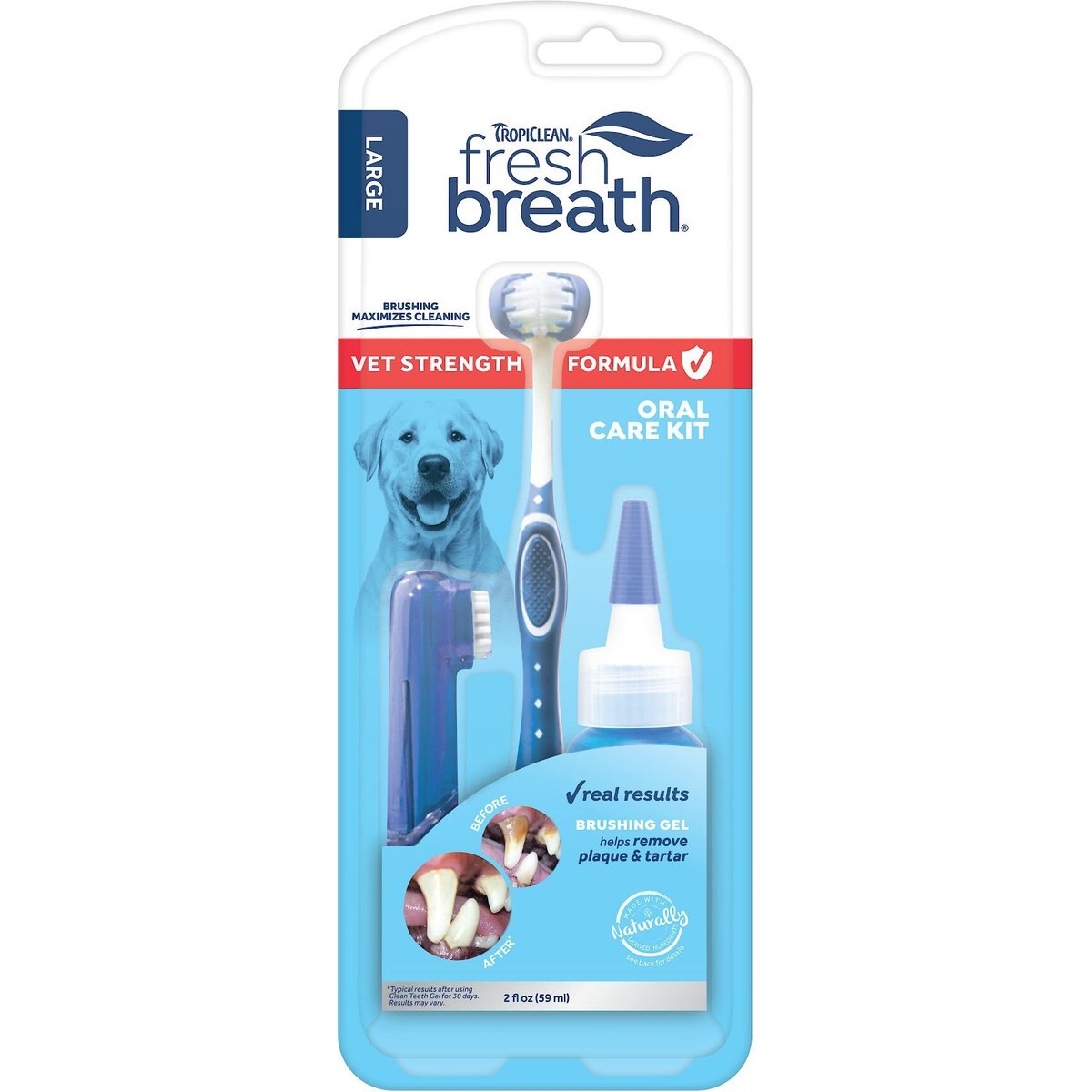 TropiClean Fresh Breath Vet Strength Formula Oral Care Dental Kit for Large Dogs, 2-fl oz bottle