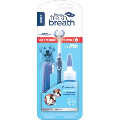 TropiClean TropiClean Fresh Breath Vet Strength Formula Oral Care Dental Kit for Large Dogs, 2-fl oz bottle
