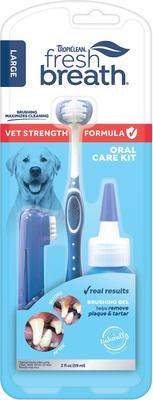 Show full view: TropiClean Fresh Breath Vet Strength Formula Oral Care Dental Kit for Large Dogs, 2-fl oz bottle slide 1 of 12