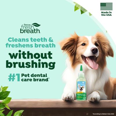 Show full view: TropiClean Fresh Breath Water Additive + No Brushing Clean Teeth Dental Gel for Dogs slide 2 of 11