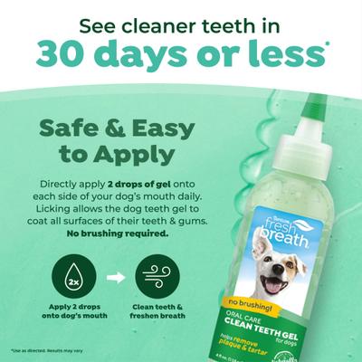 Show full view: TropiClean Fresh Breath Water Additive + No Brushing Clean Teeth Dental Gel for Dogs slide 3 of 11