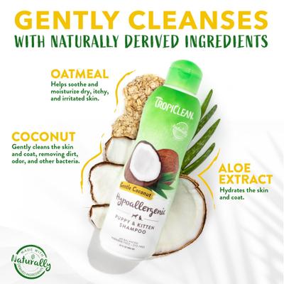 Show full view: TropiClean Hypo-Allergenic Gentle Coconut Puppy & Kitten Shampoo, 20-oz bottle + Deodorizing Dogs Wipes, 100 count slide 3 of 9