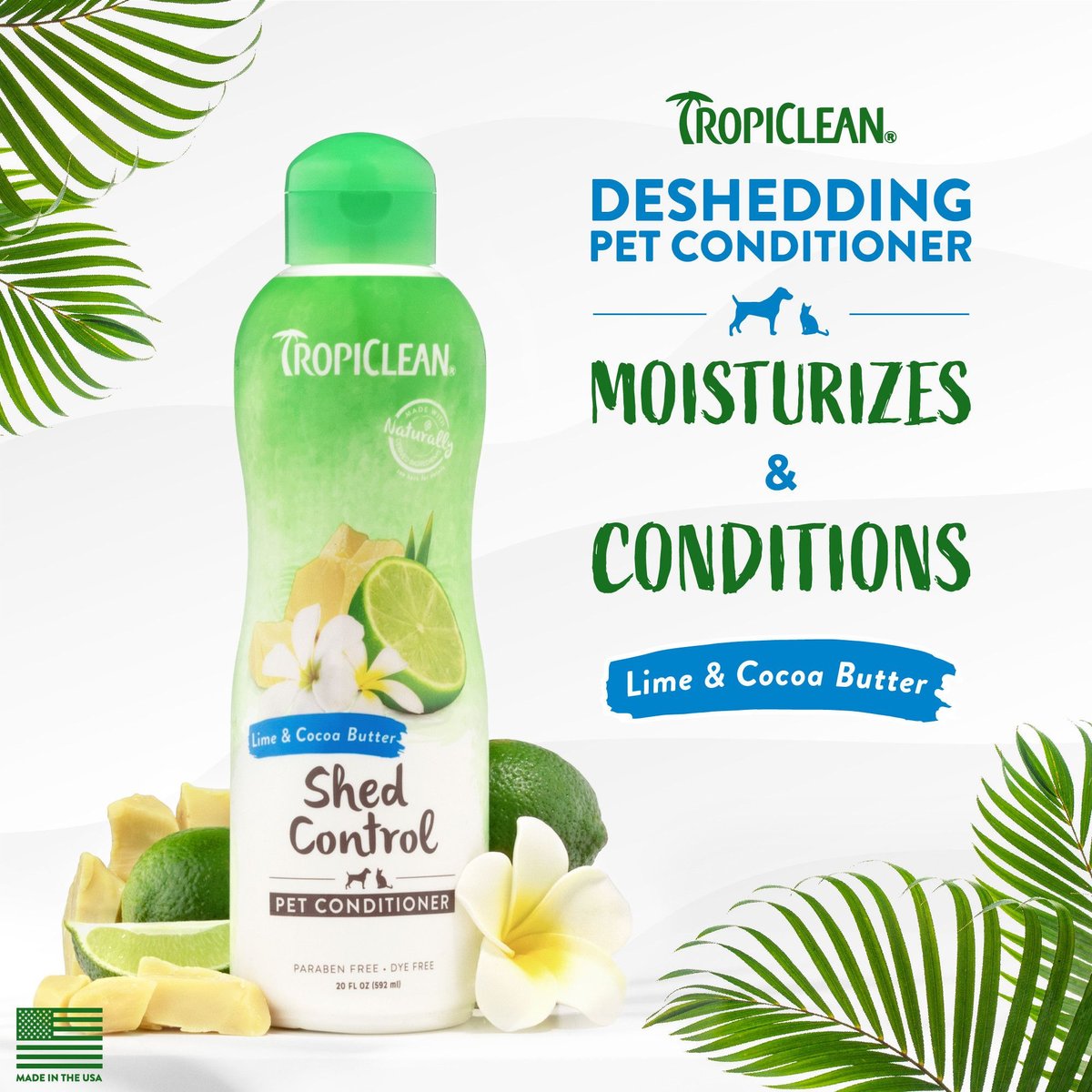 Deshedding & Moisturizing Dog Conditioner, Lime & Cocoa Butter Scent