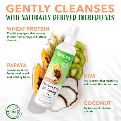 Show full view: TropiClean Luxury 2 in 1 Papaya & Coconut Shampoo & Conditioner, 20-fl oz bottle + Papaya Deodorizing Dog & Cat Spray, 8-fl oz bottle slide 7 of 10