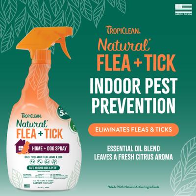 Show full view: TropiClean Natural Flea & Tick Treatment Spray for Dogs, Citrus Scent, 32-fl oz bottle slide 3 of 10