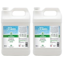 TropiClean OxyMed Hypo-Allergenic Oatmeal Dog & Cat Shampoo, Unscented, 1-gal bottle, bundle of 2