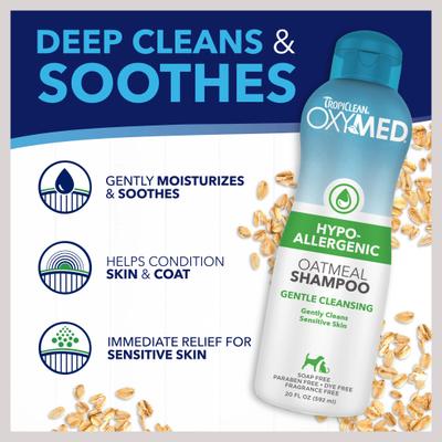 Show full view: TropiClean OxyMed Hypo-Allergenic Oatmeal Dog & Cat Shampoo, Unscented, 1-gal bottle slide 5 of 10