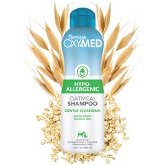 TropiClean OxyMed Hypo-Allergenic Oatmeal Dog & Cat Shampoo, Unscented, 20-fl oz bottle