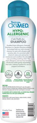 Show full view: TropiClean OxyMed Hypo-Allergenic Oatmeal Dog & Cat Shampoo, Unscented, 20-fl oz bottle slide 3 of 11