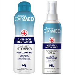 TropiClean OxyMed Medicated Anti-Itch Oatmeal Dog & Cat Shampoo, 20-fl oz bottle + Anti-Itch Spray, 8-fl oz bottle slide 1 of 9
