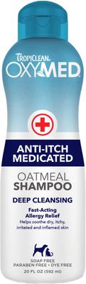 Show full view: TropiClean OxyMed Medicated Anti-Itch Oatmeal Shampoo, 20-oz bottle + Dog & Cat Treatment Rinse, 20-oz bottle slide 2 of 9
