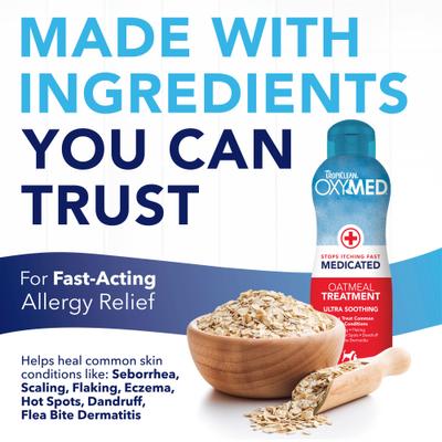 Show full view: TropiClean OxyMed Medicated Itch Relief Oatmeal Dog Conditioner Treatment Rinse, 20-fl oz bottle slide 4 of 11