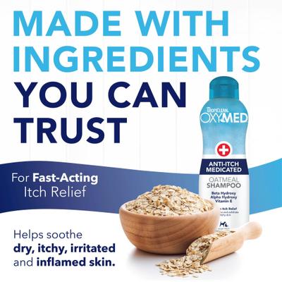 Show full view: TropiClean OxyMed Medicated Anti-Itch Dog Shampoo, 20-fl oz bottle slide 4 of 12