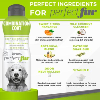Show full view: TropiClean PerfectFur Combination Coat Reduces Shedding Dog Shampoo, 16-fl oz bottle slide 4 of 9
