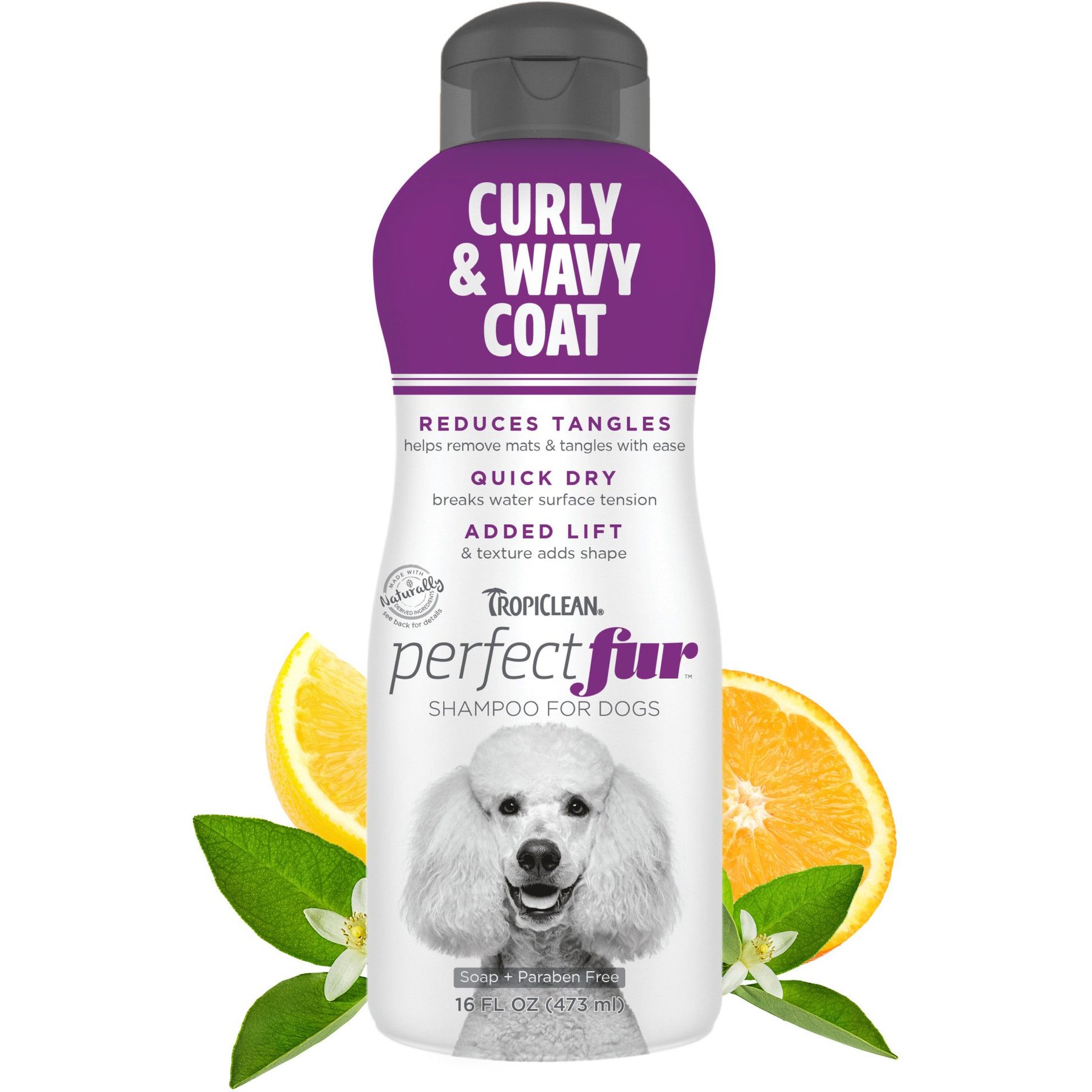TropiClean PerfectFur Detangling Curly & Wavy Coat Dog Shampoo, 16-fl oz bottle