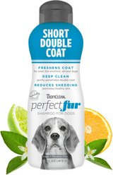 TropiClean PerfectFur Short Double Coat Deodorizing & Shed Reducing Dog Shampoo, 16-fl oz bottle