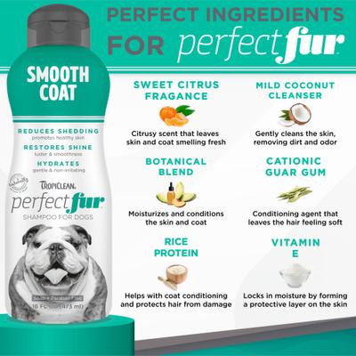 Show full view: TropiClean PerfectFur Smooth Coat Shed Reducing Dog Shampoo, 16-fl oz bottle slide 4 of 10