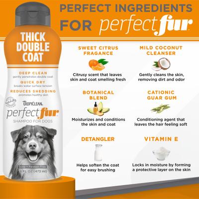 Show full view: TropiClean PerfectFur Thick Double Coat Shed Reducing Dog Shampoo, 16-fl oz bottle slide 4 of 10