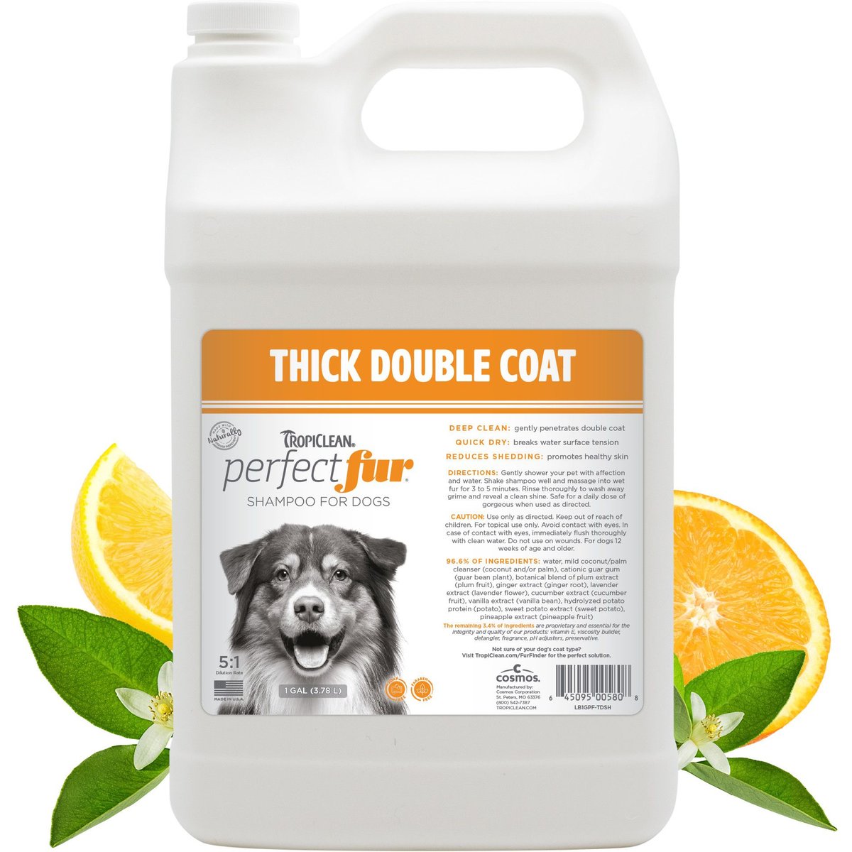 TropiClean PerfectFur Thick Double Coat Shed Reducing Dog Shampoo, 1-gal bottle