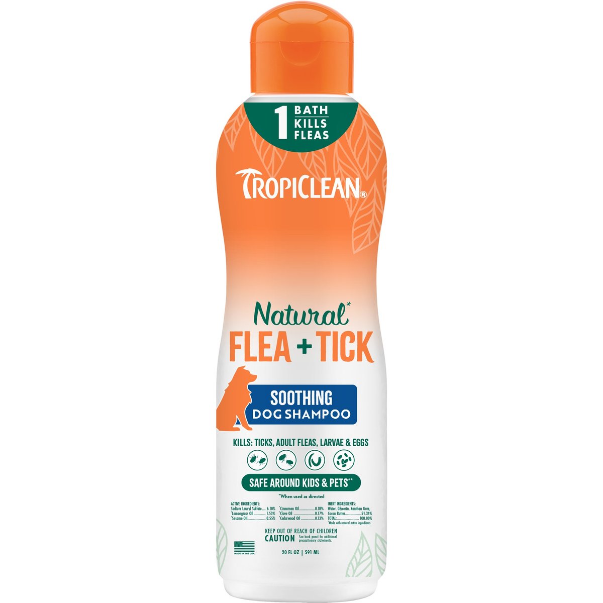 TropiClean Plus Soothing Natural Flea & Tick Treatment Dog Shampoo, 20-fl oz bottle