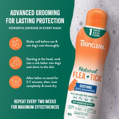 Show full view: TropiClean Plus Soothing Natural Flea & Tick Treatment Dog Shampoo, 20-fl oz bottle slide 6 of 11