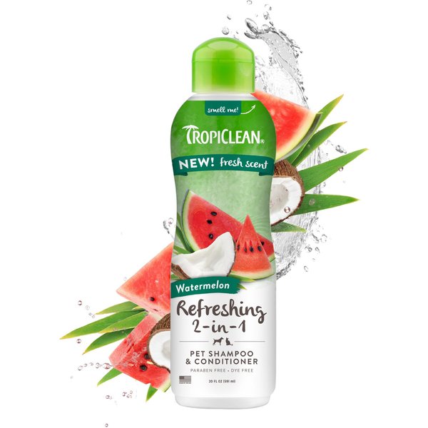 TropiClean Refreshing 2-in-1 Dog Shampoo & Conditioner, Watermelon Scent