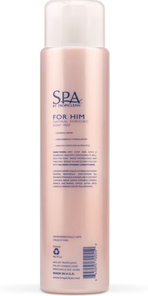 Show full view: TropiClean Spa for Him Oatmeal Dog Shampoo, Sporty Sandalwood Scent, 16-fl oz bottle slide 2 of 10