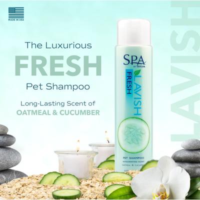 Show full view: TropiClean Spa Lavish Fresh Oatmeal Dog & Cat Shampoo, Refreshing Cucumber Scent, 1-gal bottle slide 4 of 11