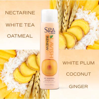 Show full view: TropiClean Spa Renew Oatmeal Dog & Cat Shampoo, Luscious Sweet Plum & Peaches Scent, 16-fl oz bottle slide 6 of 10