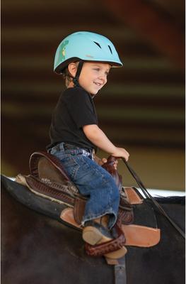 Show full view: Troxel Youngster Horse Riding Helmet, Blue Dino, X-Small slide 5 of 9