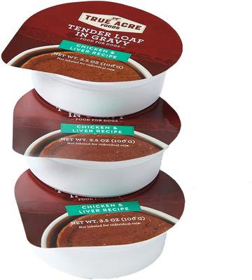 Show full view: True Acre Foods Chicken & Liver Recipe Tender Loaf in Gravy, Wet Dog Food, 3.5-oz cup, case of 12 slide 3 of 11