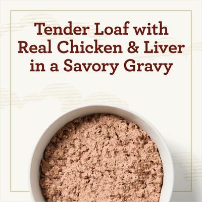 Show full view: True Acre Foods Chicken & Liver Recipe Tender Loaf in Gravy, Wet Dog Food, 3.5-oz cup, case of 12 slide 4 of 11