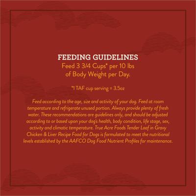 Show full view: True Acre Foods Chicken & Liver Recipe Tender Loaf in Gravy, Wet Dog Food, 3.5-oz cup, case of 12 slide 9 of 11