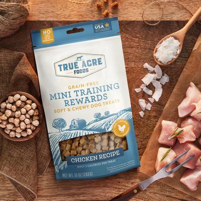 Show full view: True Acre Foods Chicken Recipe Mini-Training Rewards Grain-Free Soft & Chewy Dog Treats, 10-oz bag slide 4 of 10