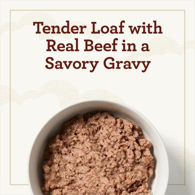 Show full view: True Acre Foods Filet Mignon Flavor Tender Loaf in Gravy, Wet Dog Food, 3.5-oz cup, case of 12 slide 4 of 11