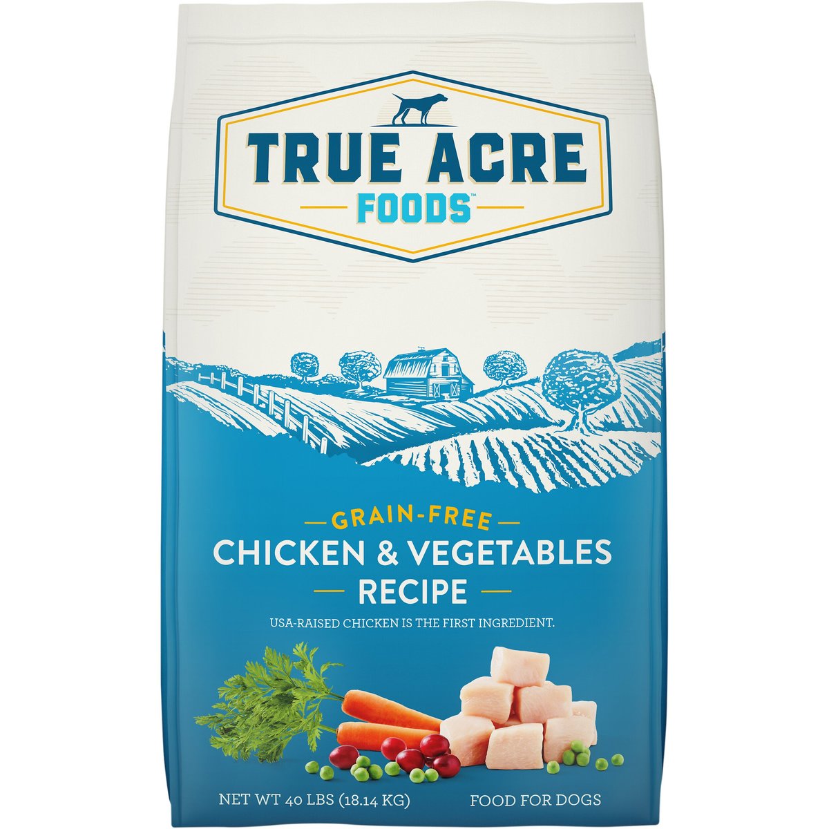 True Acre Foods Grain-Free Chicken & Vegetable Dry Dog Food, 40-lb bag
