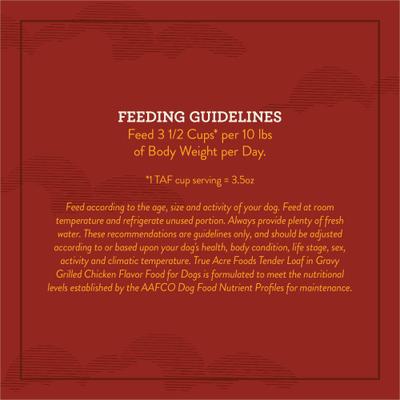 Show full view: True Acre Foods Grilled Chicken Flavor Tender Loaf in Gravy, Wet Dog Food, 3.5-oz cup, case of 12 slide 9 of 11