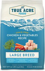 True Acre Foods Large Breed Chicken & Vegetables Recipes Grain-Free Dry Dog Food, 30-lb bag