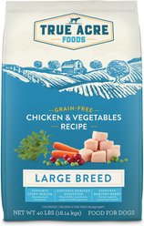 True Acre Foods Large Breed Chicken & Vegetables Recipes Grain-Free Dry Dog Food, 40-lb bag