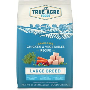 True Acre Foods Large Breed Chicken & Vegetables Recipes Grain-Free Dry Dog Food, 40-lb bag